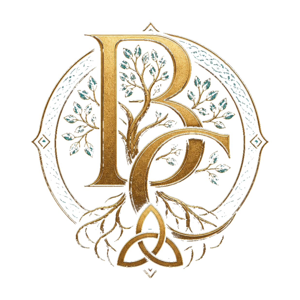 Banba Creations BC monogram with Celtic tree of life and trinity knot