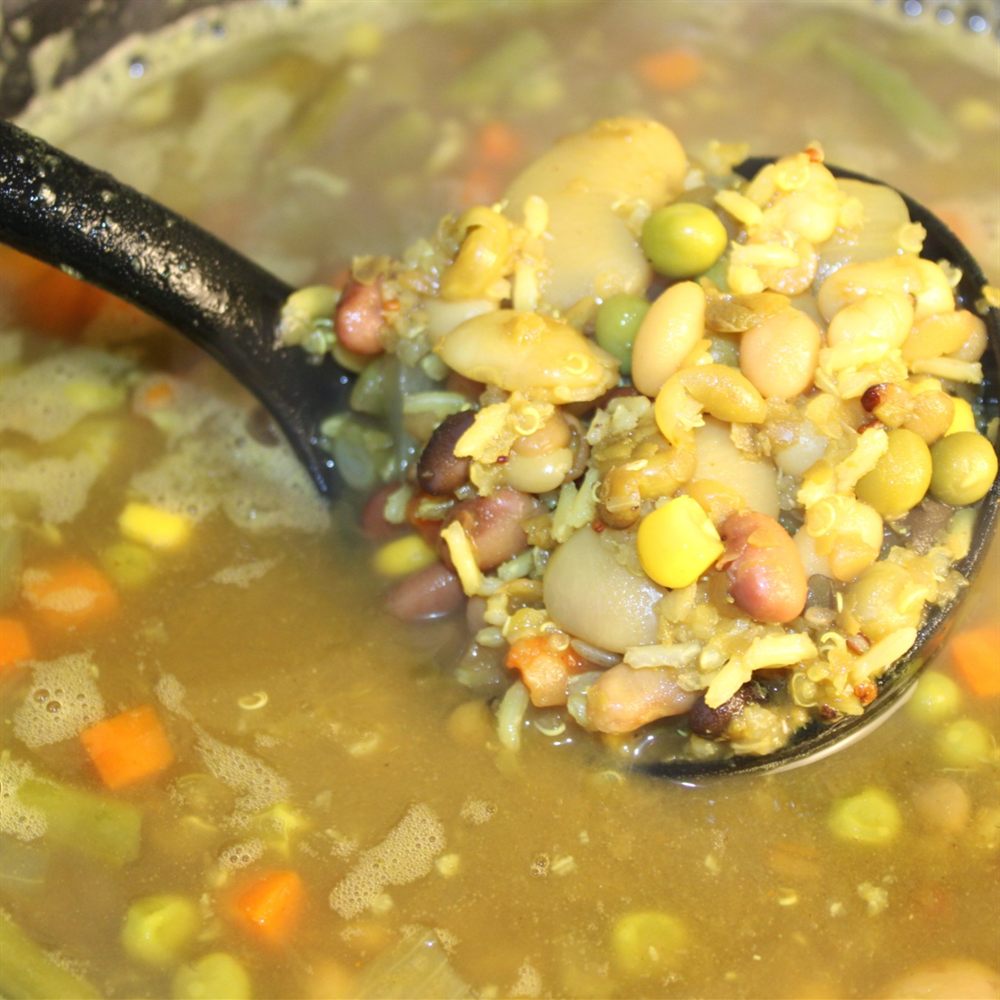 Soup photographed with poor lighting