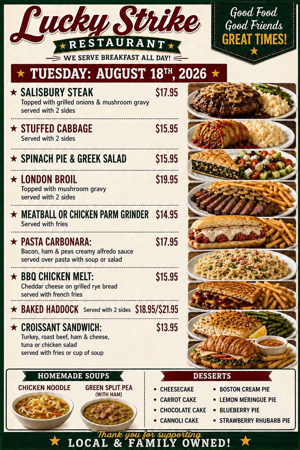 Food images on a restaurant advertisement