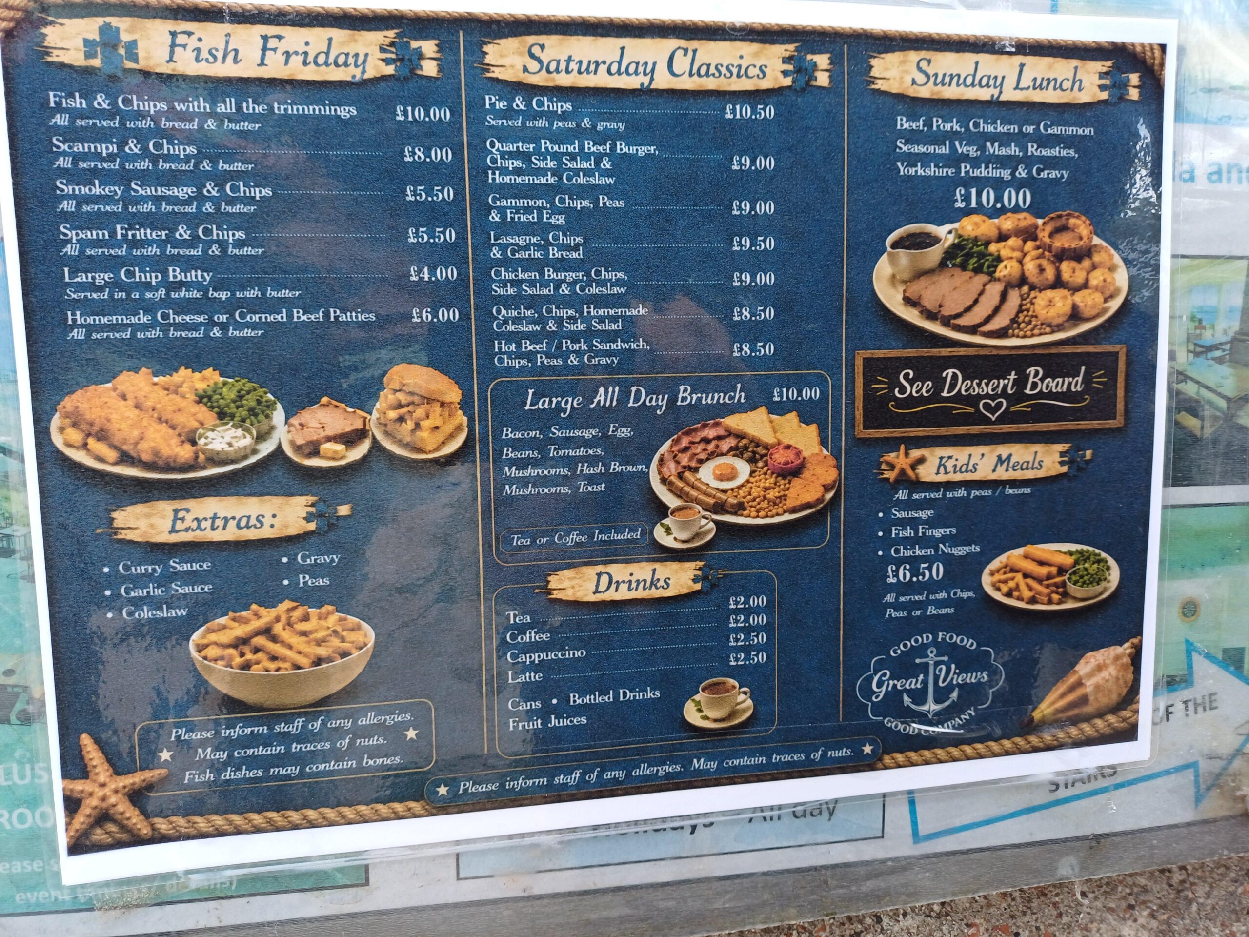 Food images on a restaurant advertisement